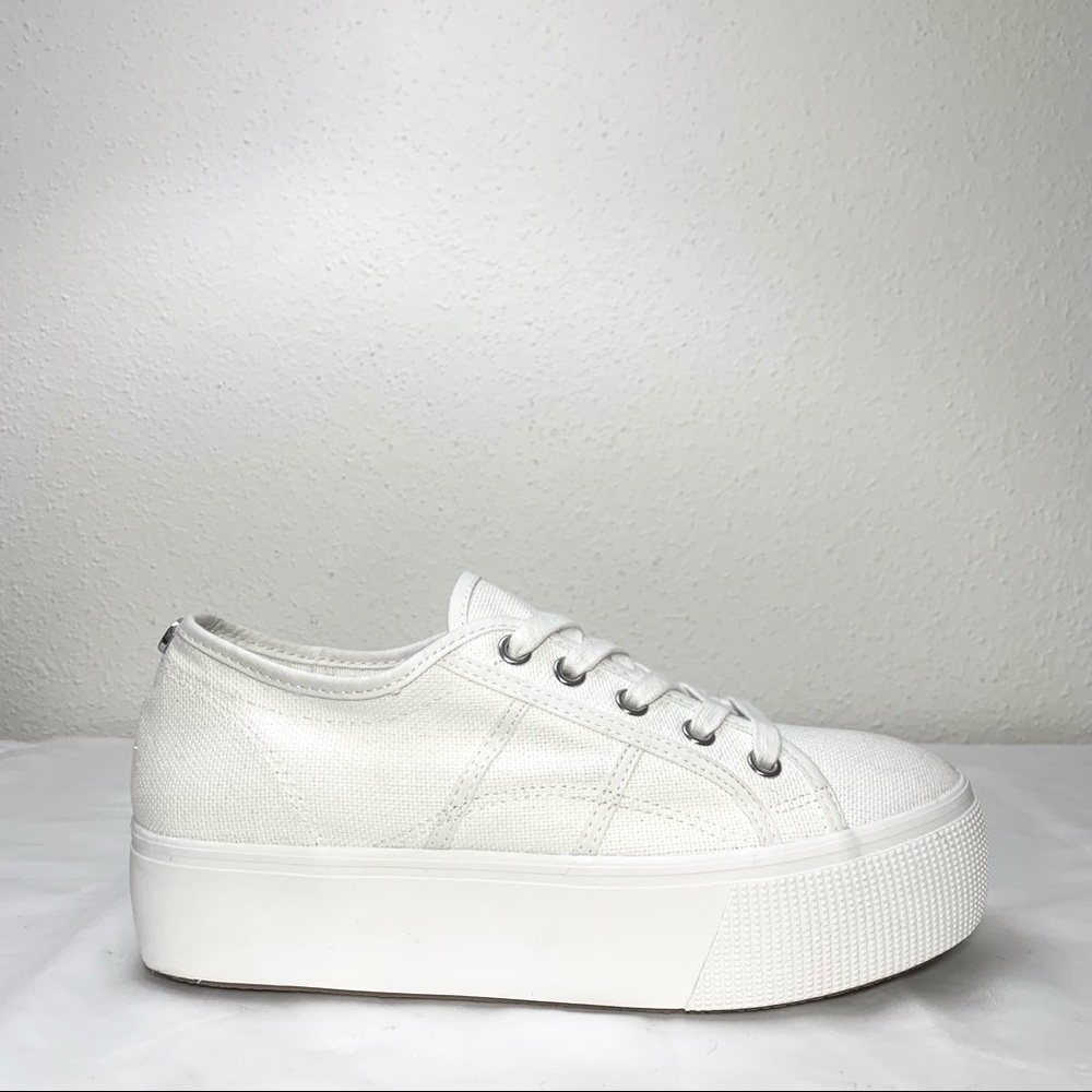 Steve Madden Emmi white canvas platform sneaker